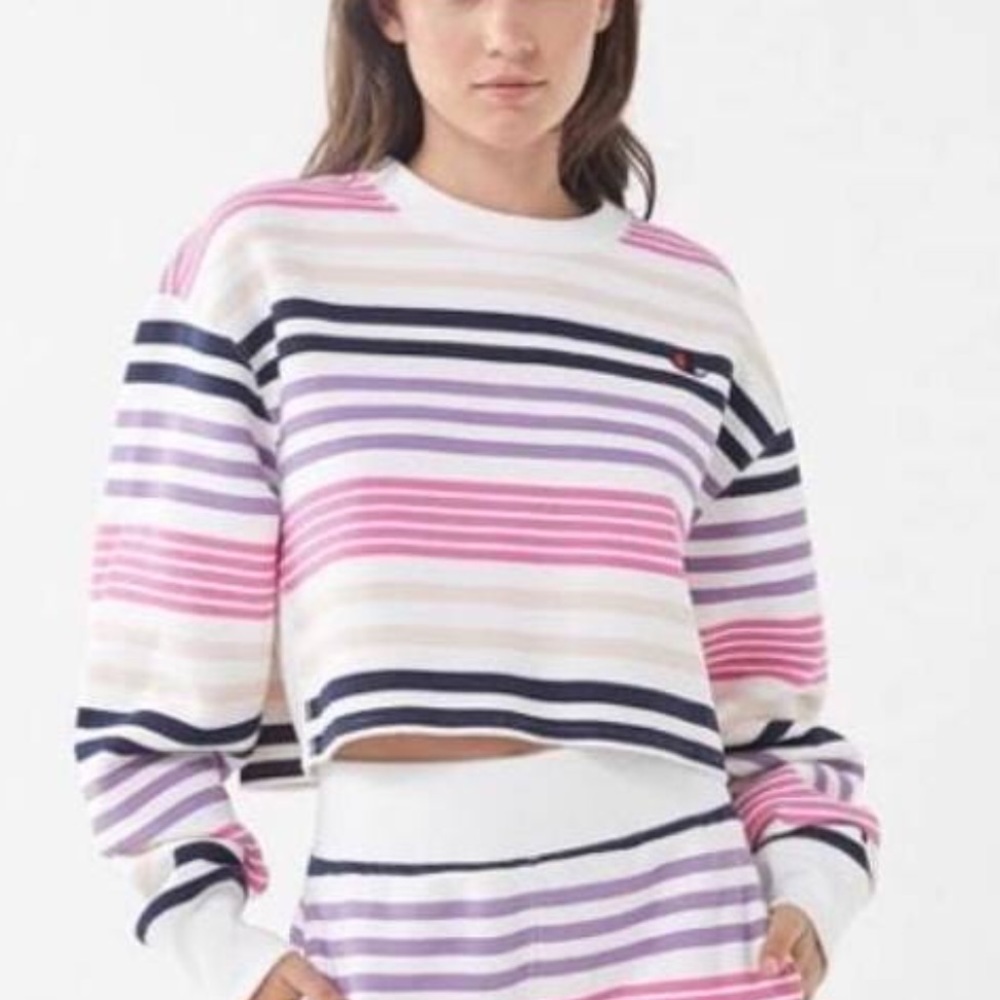 urban outfitters x champion stripe crop crew neck